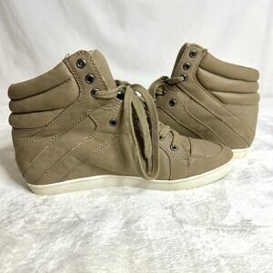Aldo Women's Tan High Top Sneakers Size 8 (38 EUR) Faux Leather Street Style